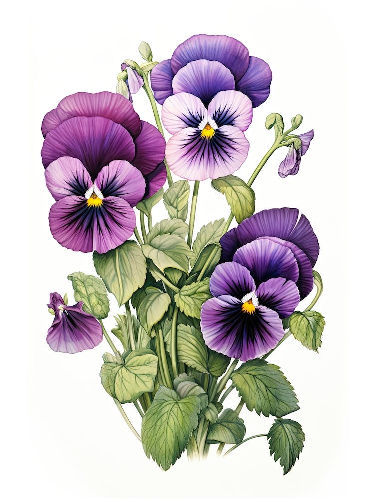 Pansies Flower Vintage Botanical 2