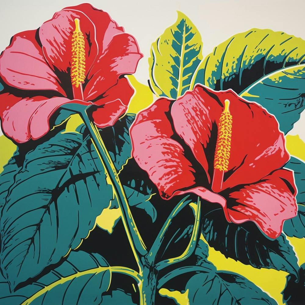 Flamingo Flower 1 Pop Art Illustration Square