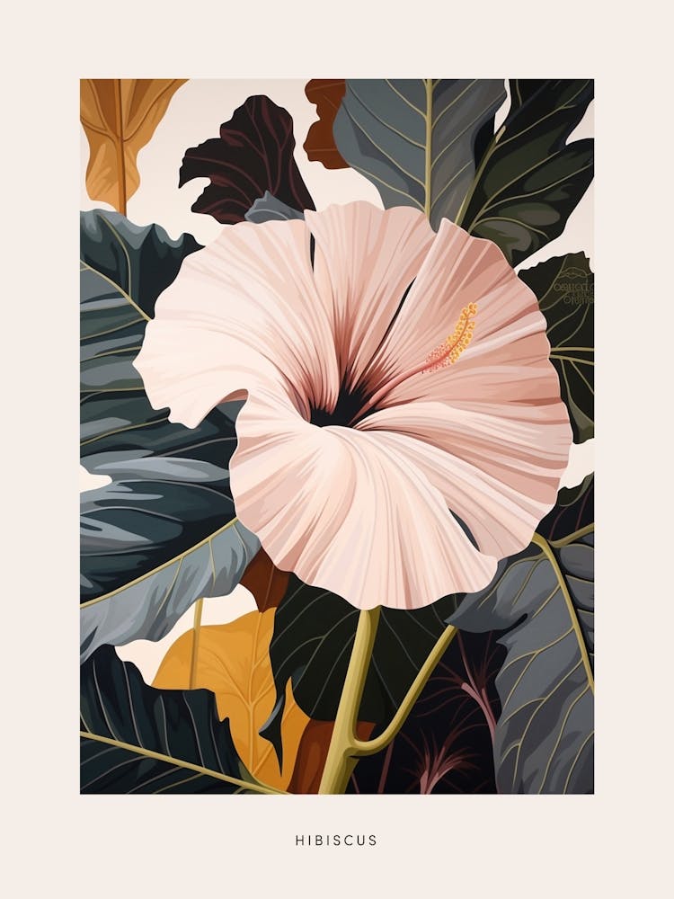 Flower Illustration Hibiscus 1 Poster