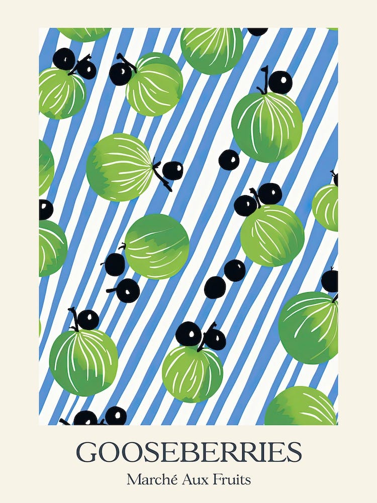 Marche Aux Fruits Gooseberries Fruit Summer Illustration 2