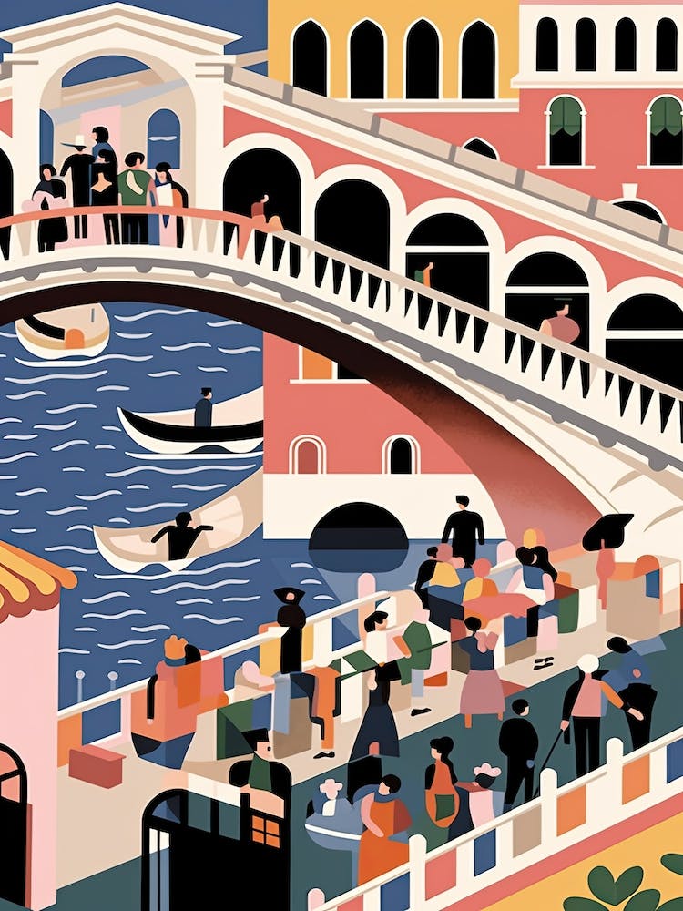 Rialto Bridge, Venice Italy Colourful 1