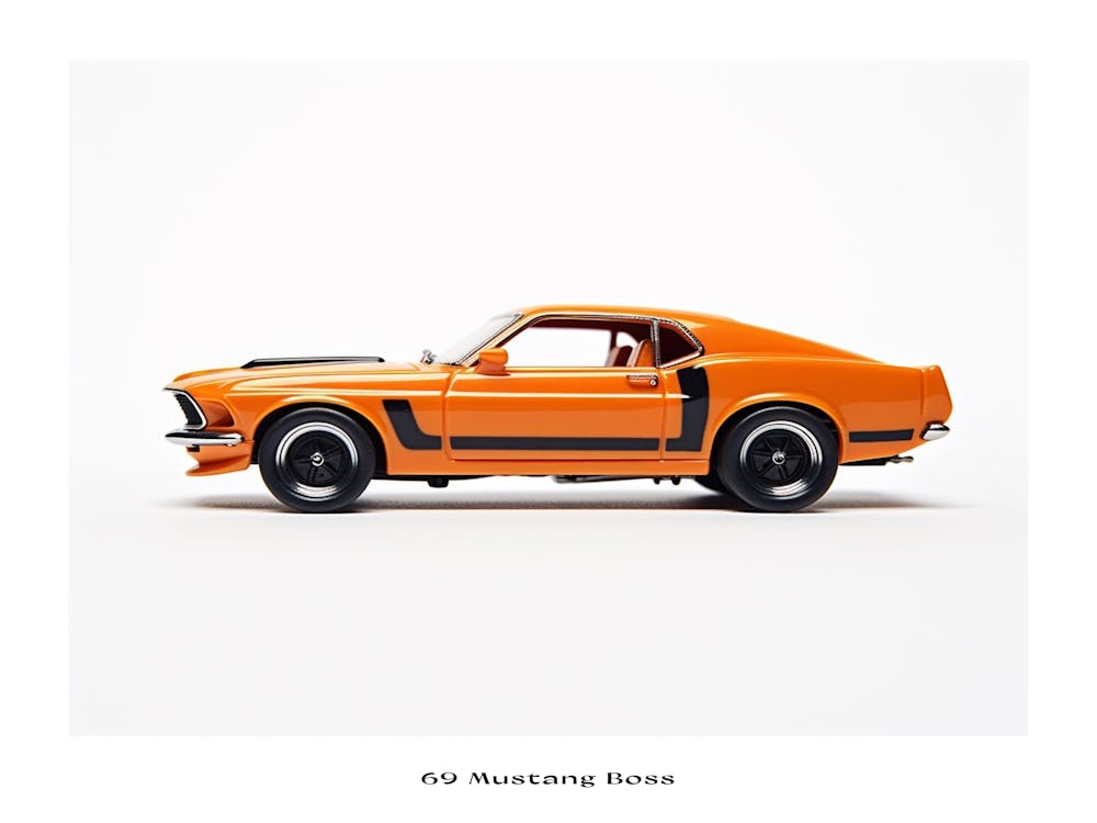 Toy Car 69 Mustang Boss 302 Orange Poster