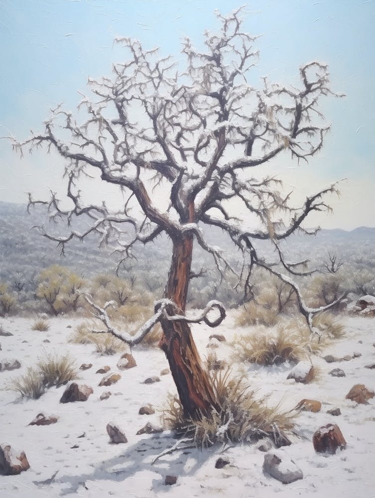 Dreamy Winter Painting Joshua Tree National Park United States