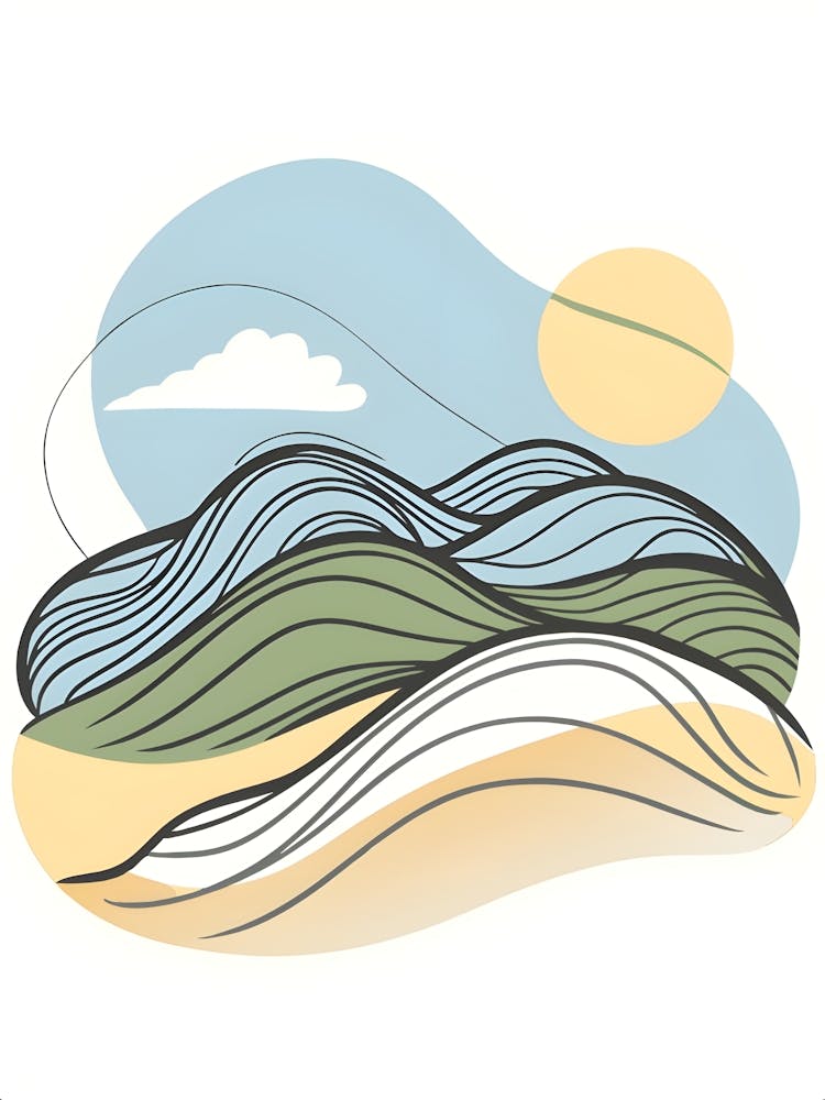 Landscape With Mountains And Sun