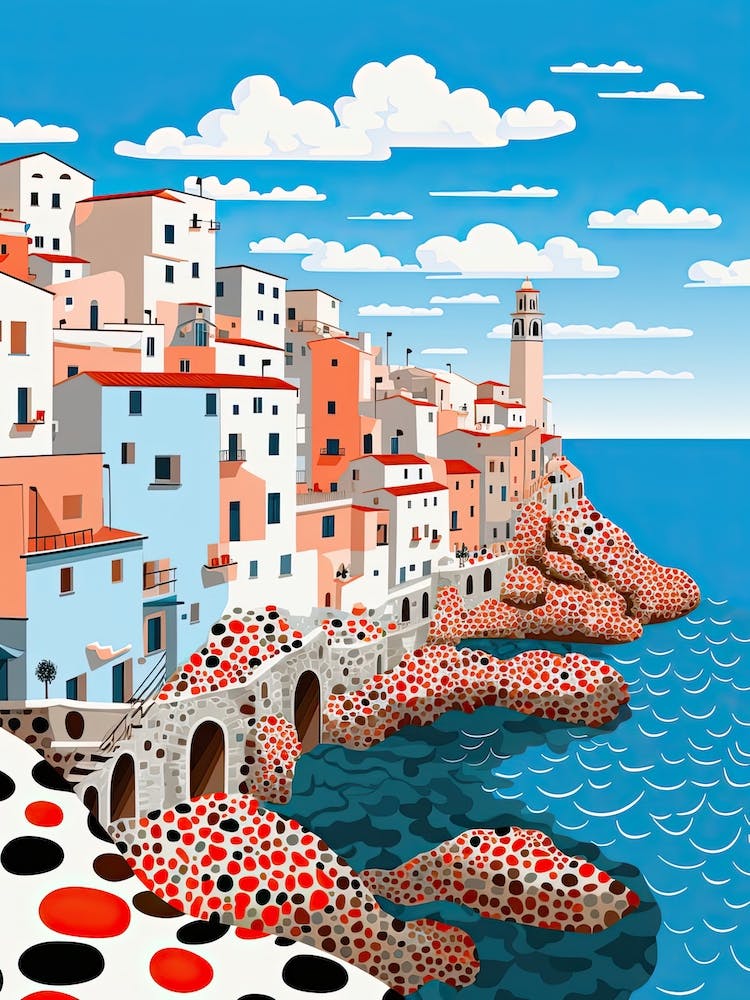 Polignano A Mare, Italy, Illustration In The Style Of Pop Art 3