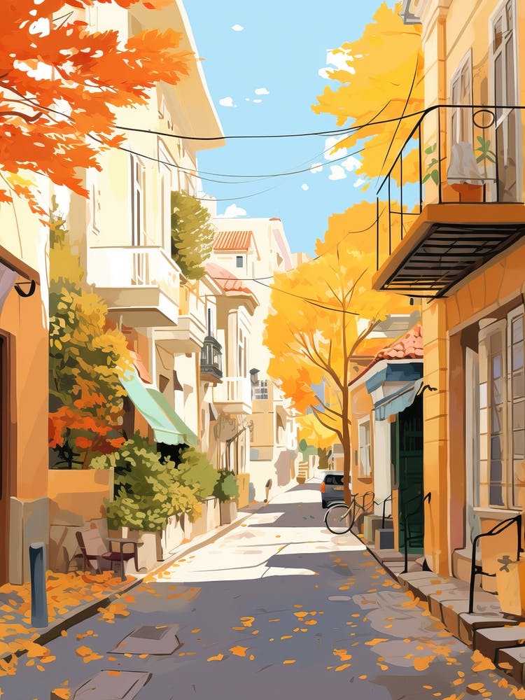 Athens In Autumn Fall Travel Art 4