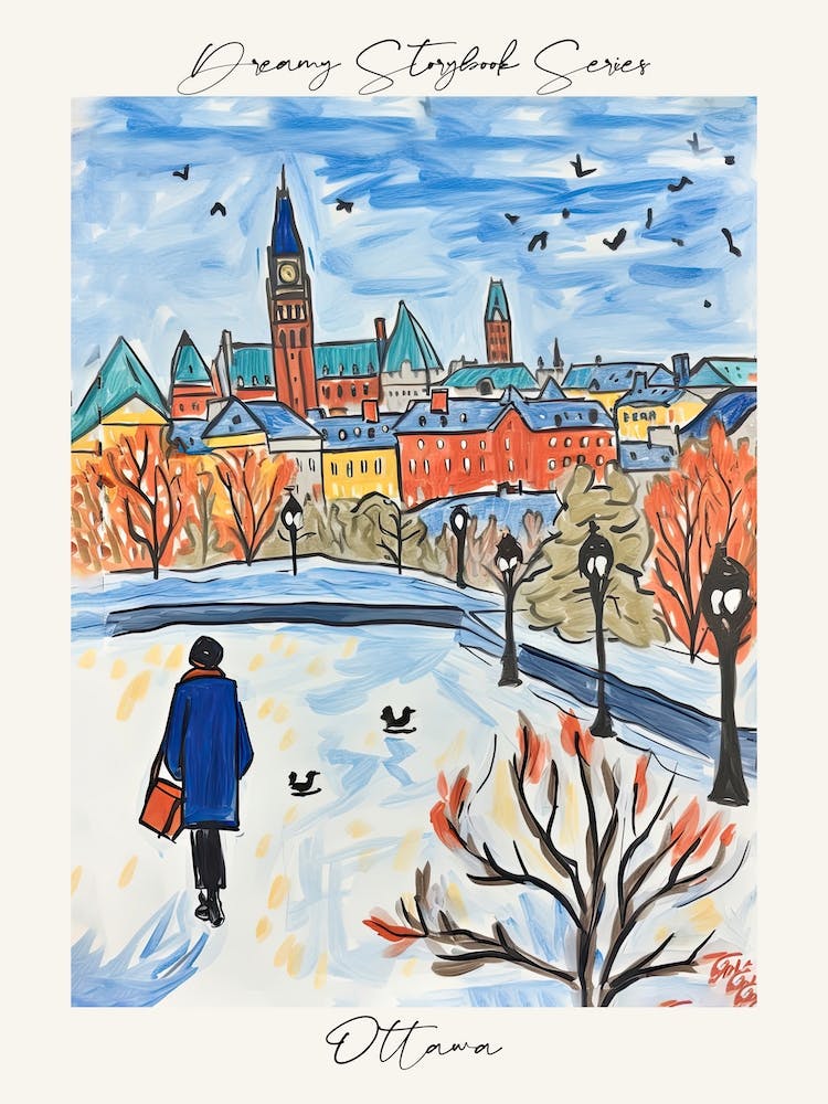 Poster Of Ottawa, Dreamy Storybook Illustration 4