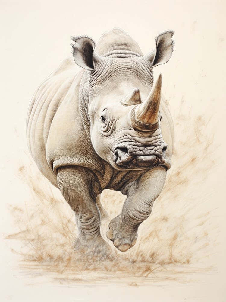 Action Illustration Of Rhinos Running 1