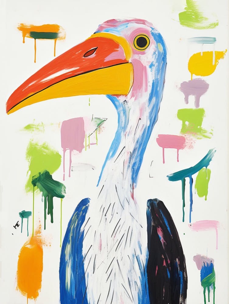 Colourful Bird Painting Stork 3