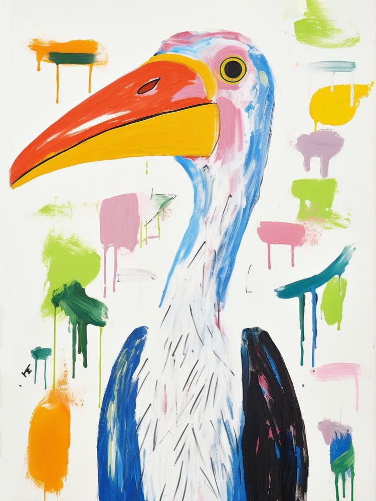 Colourful Bird Painting Stork 3