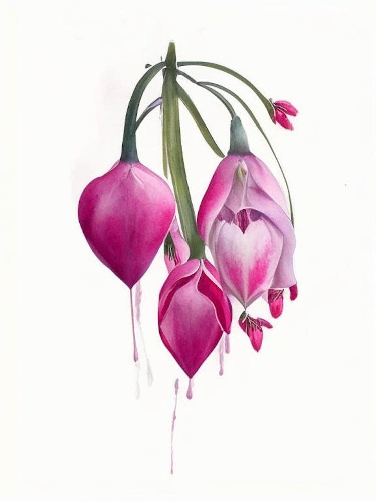 Bleeding Heart Wildflower Watercolour