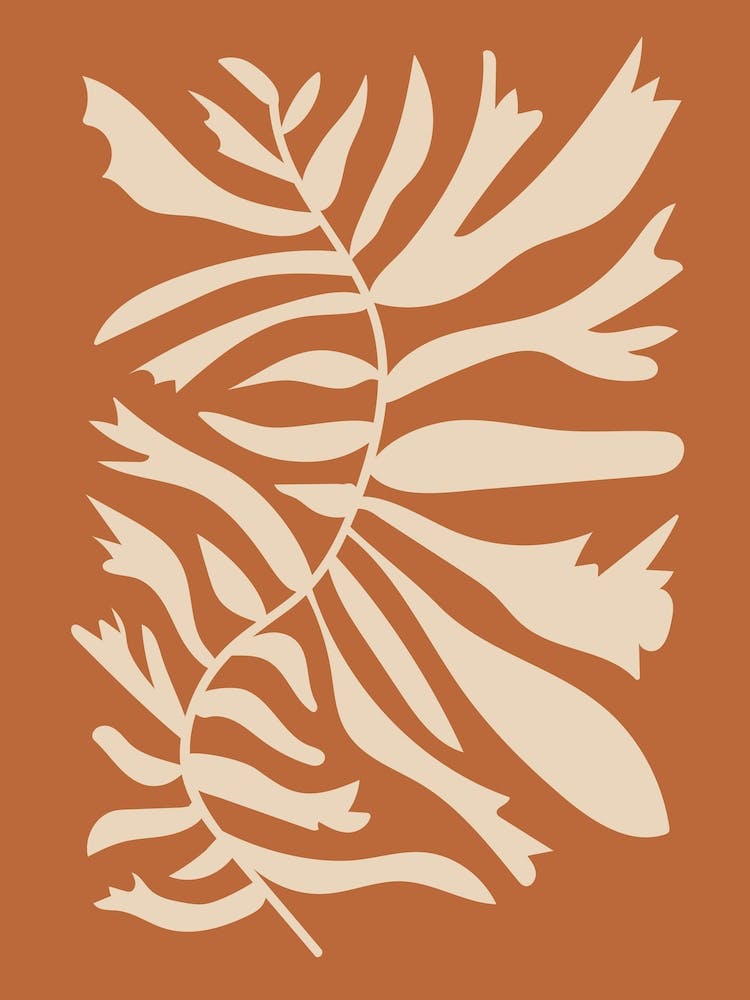 Terracotta Neutral Abstract Leaves