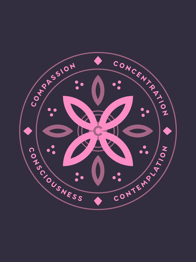 Meditation Flower Badge Letter C