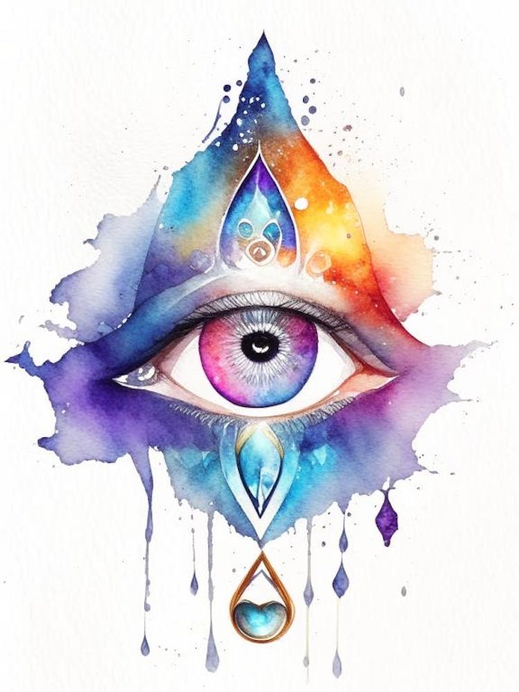 The Ajna Chakra, Symbol, Third Eye Watercolour 2