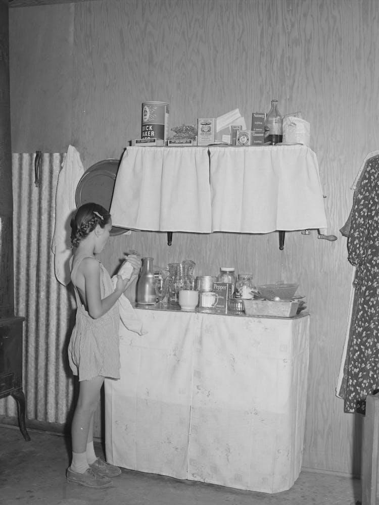Cupboards In Row Shelter For Farm Worker At The Fsa (Farm Security Administration) Labor Camp