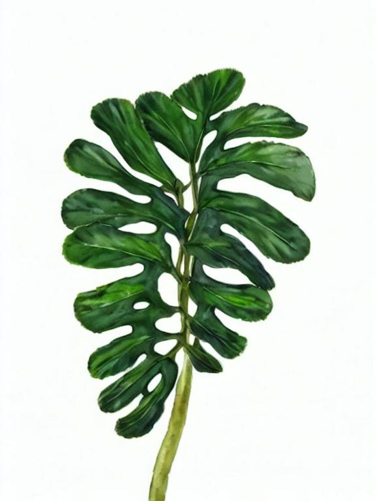 Bird'S Nest Fern (Asplenium Nidus) Watercolor
