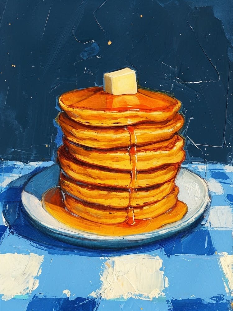 Pancakes Blue Checkerboard 2