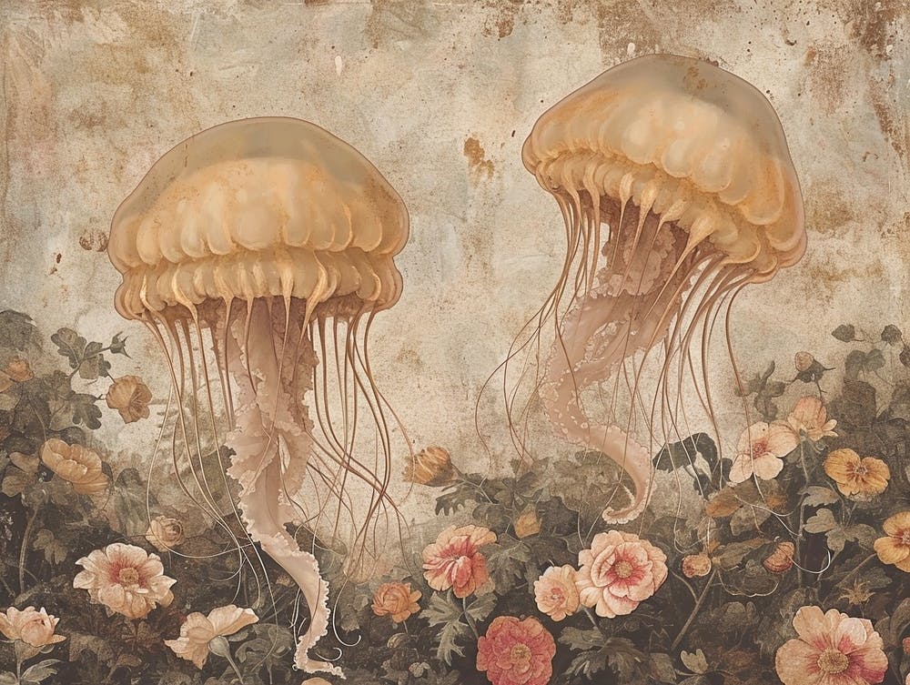 Floral Animal Illustration Jellyfish 3