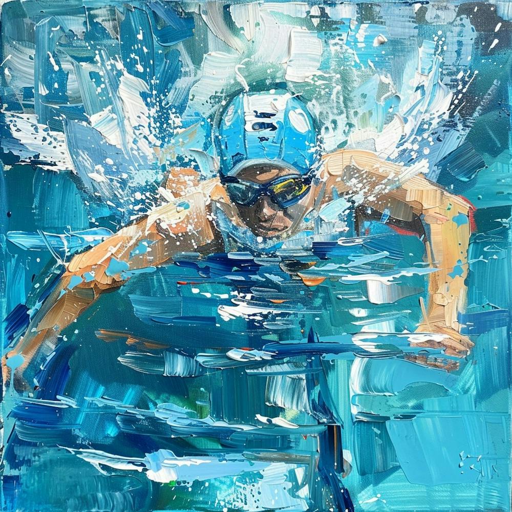 A Swimmer In A Pool Oil Painting Illustration 1718672375 4