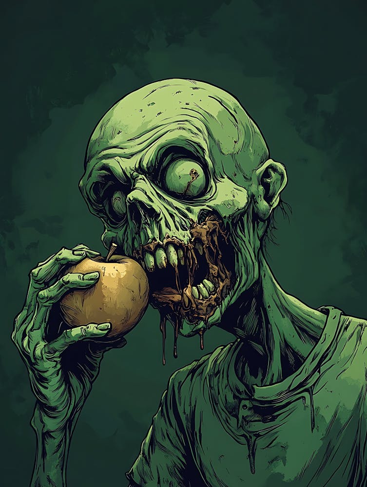 Scary Zombie Eating An Apple 5