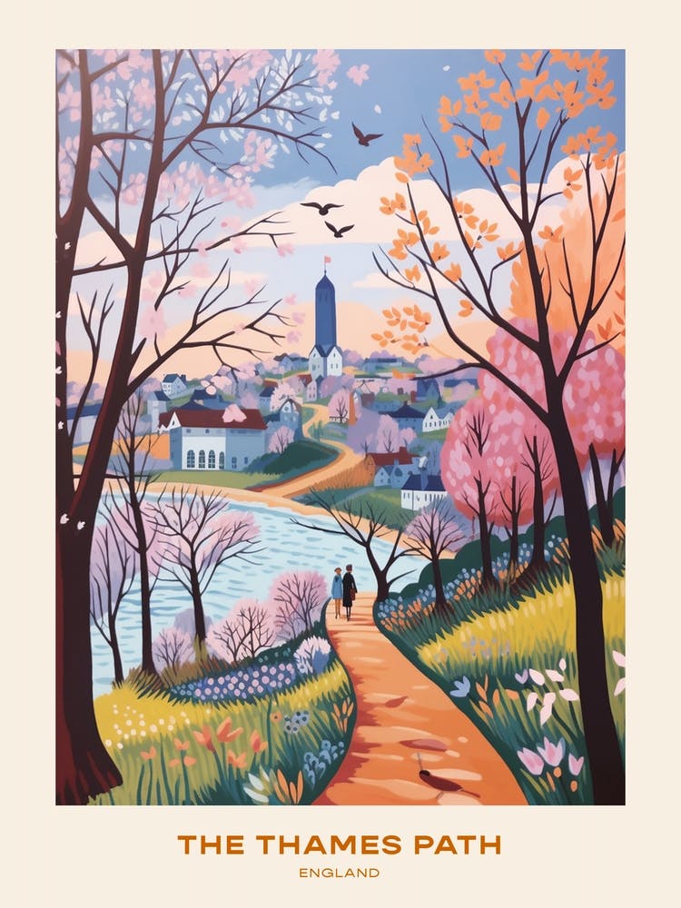 The Thames Path England - Affiche de Randonnée