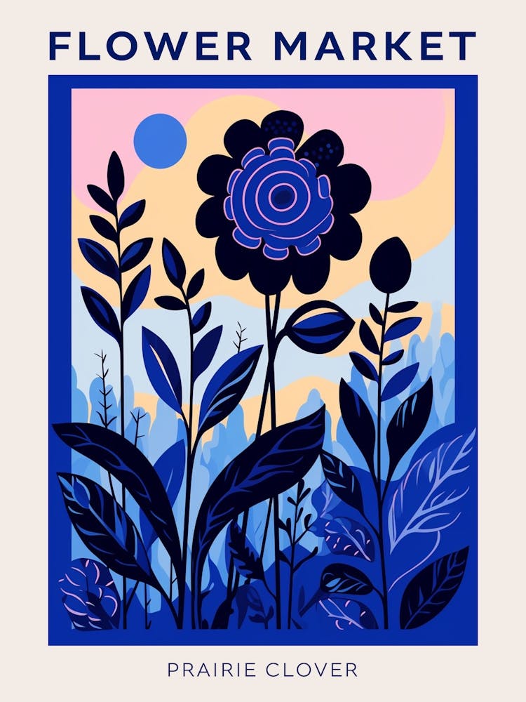 Blue Flower Market Poster Prairie Clover