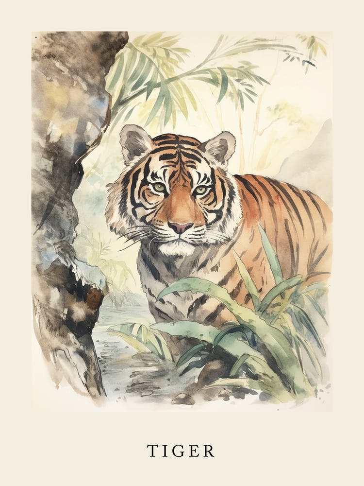 Beatrix Potter Inspired  Animal Watercolour Tiger 1