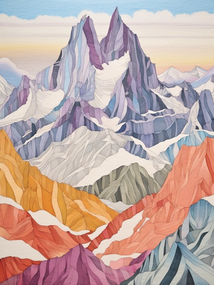 Vinson Massif Antarctica 1 Colourful Mountain Illustration