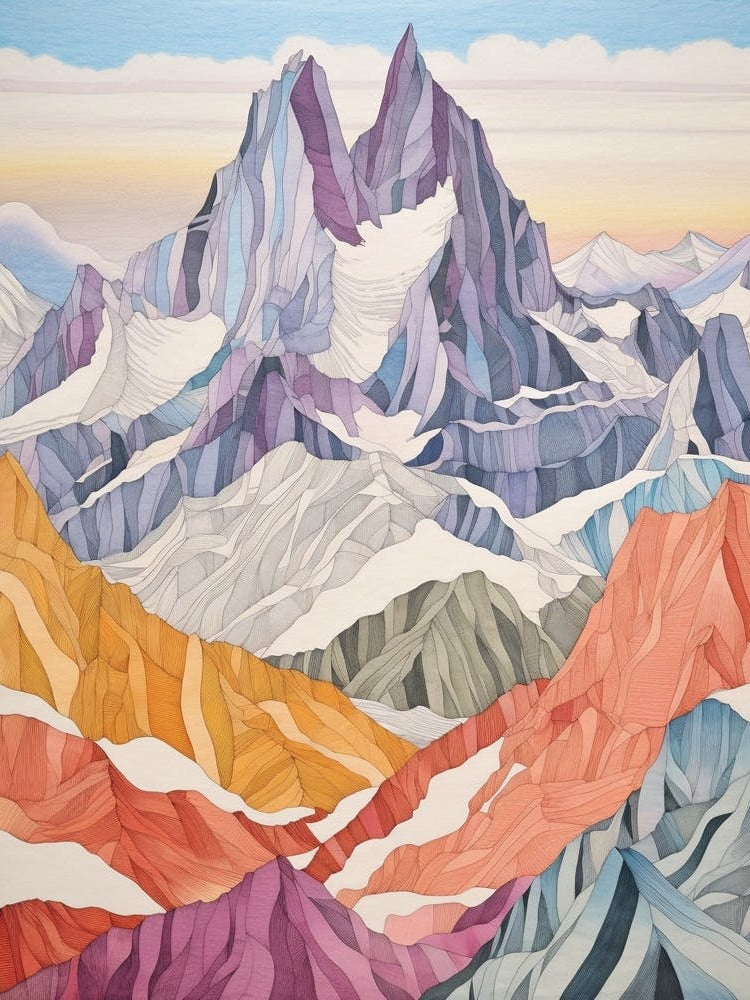 Vinson Massif Antarctica 1 Colourful Mountain Illustration