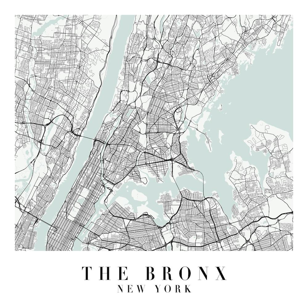 The Bronx New York Street Map Minimal Color Square