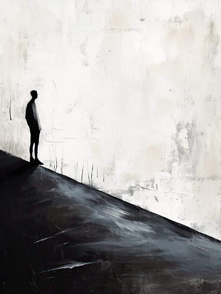 Mann auf einem Hügel, Minimalismus