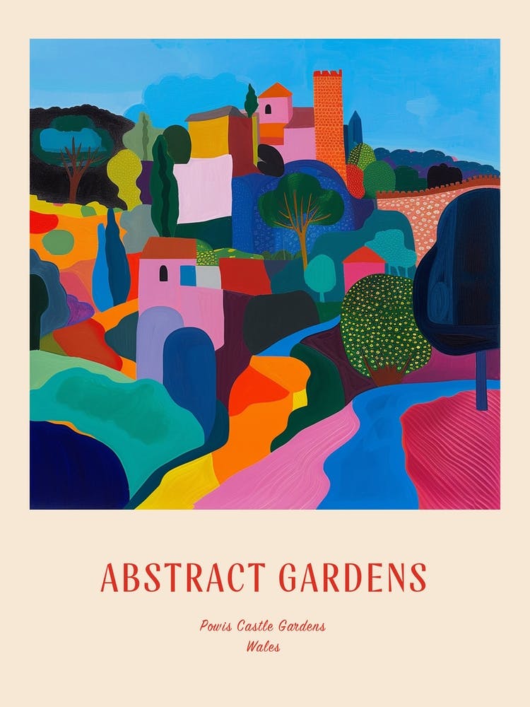 Colourful Gardens Powis Castle Gardens Wales 2 Red Poster
