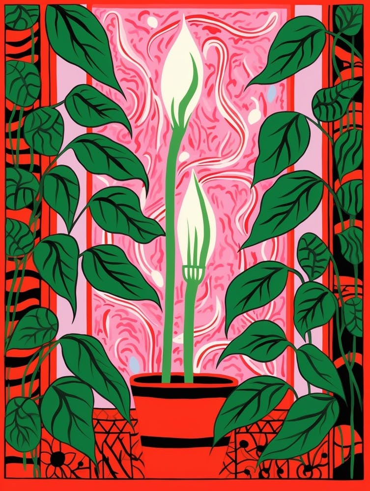 Pink And Red Plant Illustration Peace Lily 1