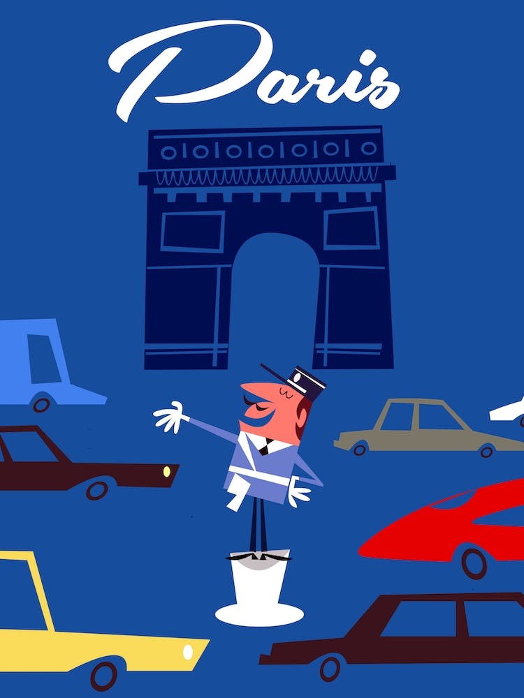 Paris Arc De Triomphe Poster Blue