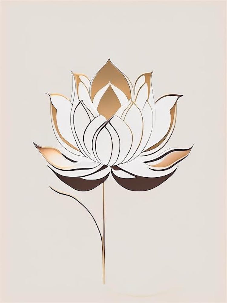 Lotus Flower In Garden Retro Minimal 2
