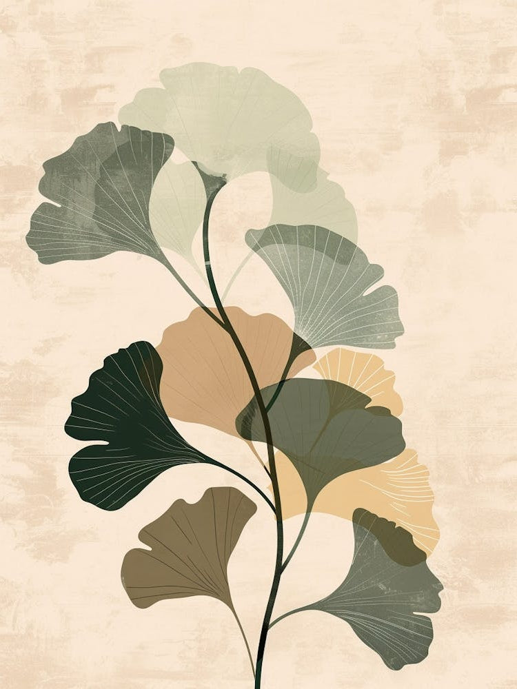 Ginkgo Tree Minimal Japandi Illustration 2