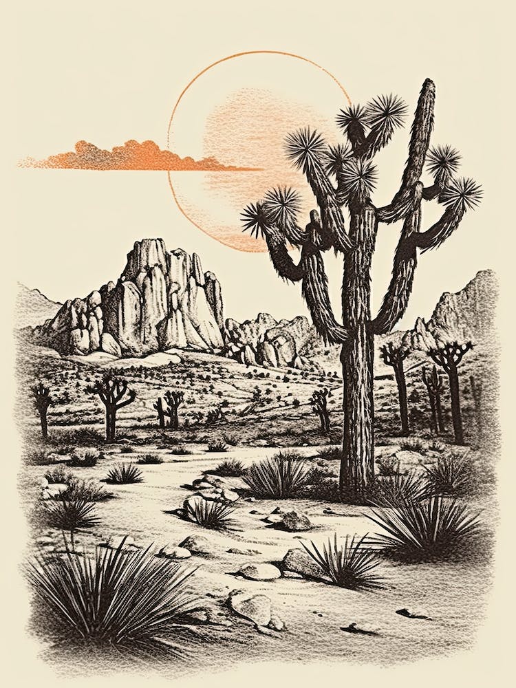 Joshua Tree National Park Retro Illustration 1
