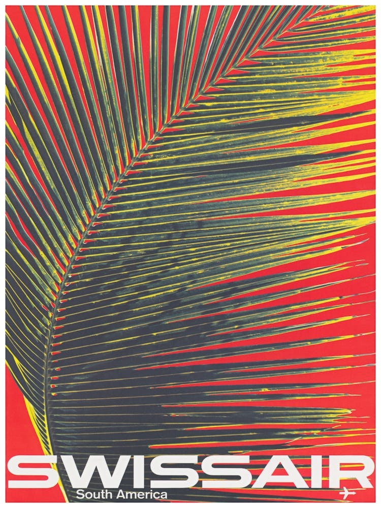 South America, Palm Leaf, Vintage Travel Poster