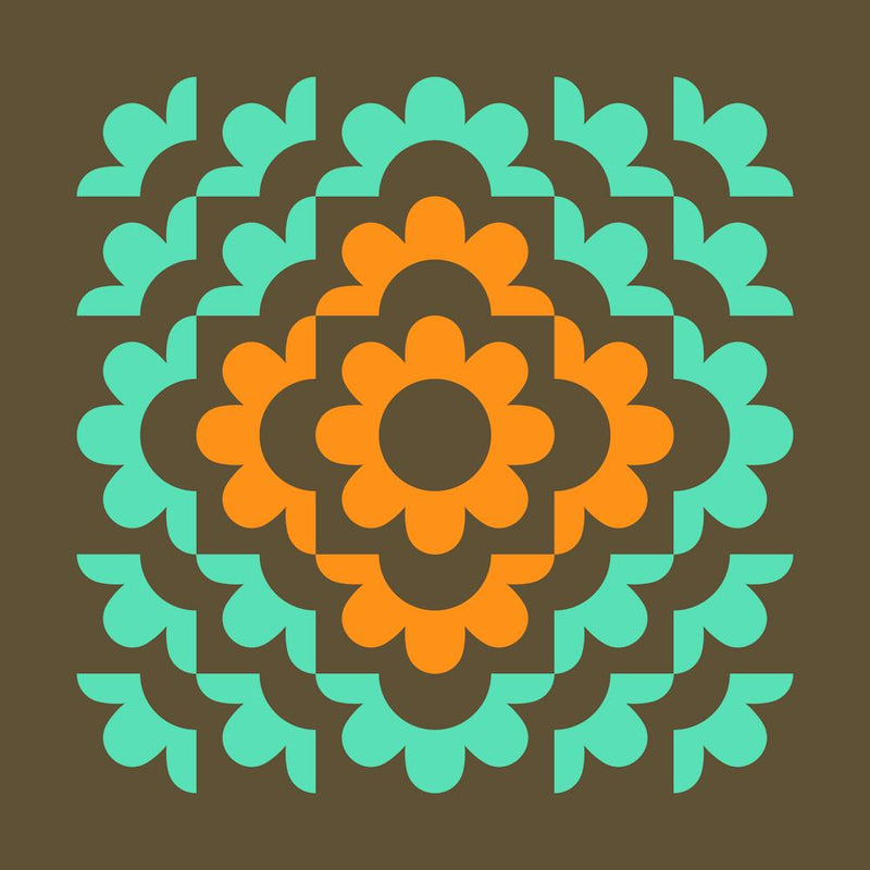 Abstract Flowers Pattern 6 In Boho Teal Brown Bohemian 02