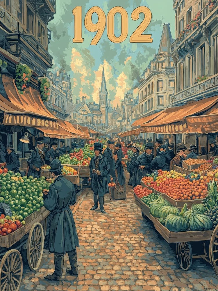Aihrgdesign A Retro Poster Of A Lively 1902 Open Air Marketpl B4c764f9 8d7f 44c2 8a7d 088448e8dfb5 3