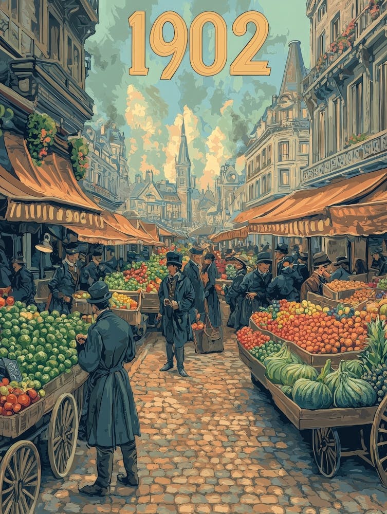 Aihrgdesign A Retro Poster Of A Lively 1902 Open Air Marketpl B4c764f9 8d7f 44c2 8a7d 088448e8dfb5 3