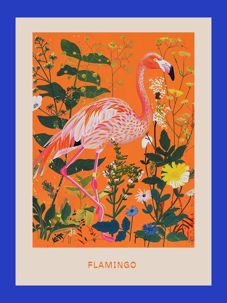 Spring Birds Poster Flamingo