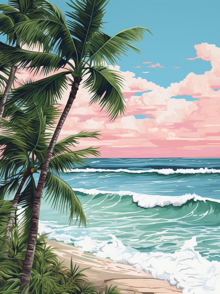 A Canvas Painting Of Tulum Beach, Riviera Maya Mexico 4