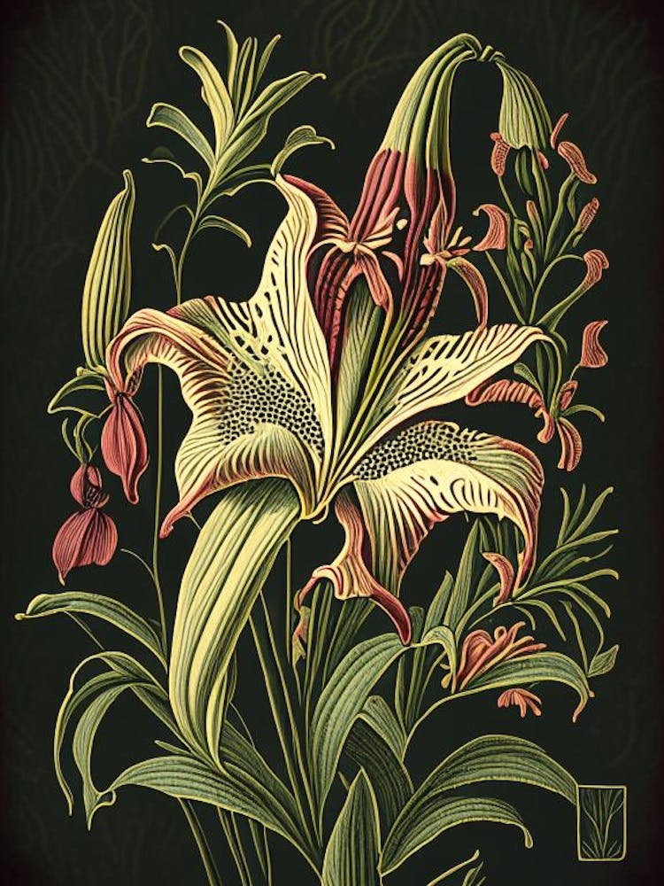 Lilium Floral 1 Botanical Vintage Poster Flower