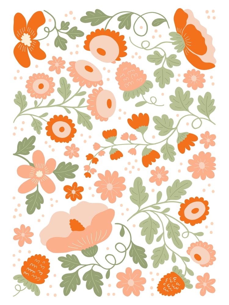 Orange Flowers Boho Botanical
