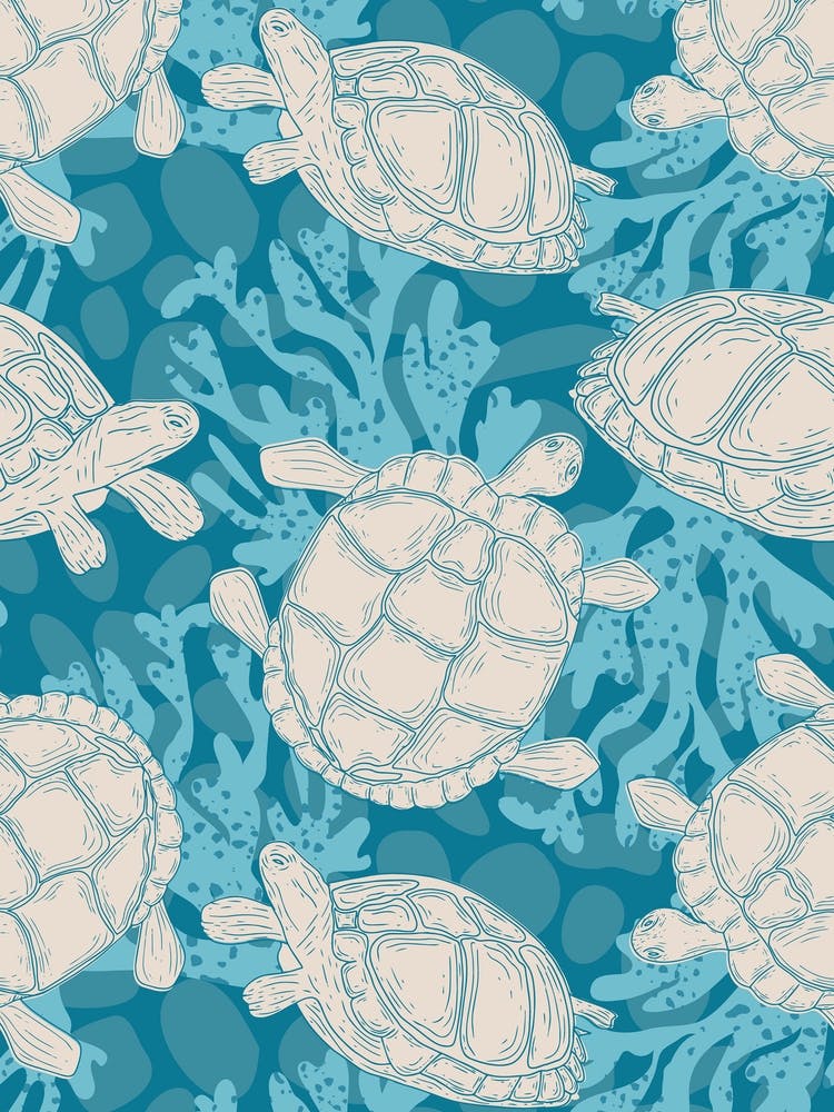 Motif Vectoriel Sans Couture de Tortues