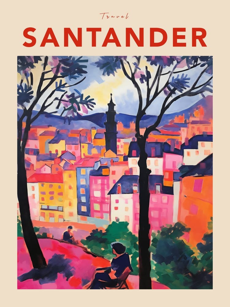 Santander Spain 6 Fauvist Travel Poster