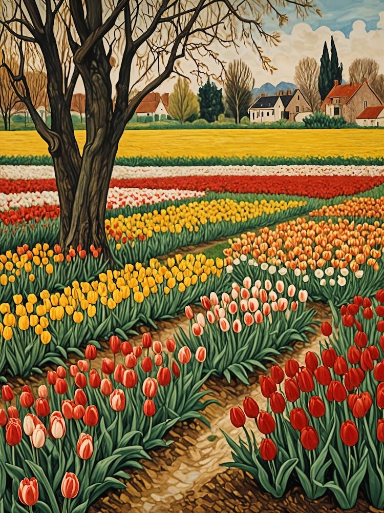 Rainbow Tulip Field