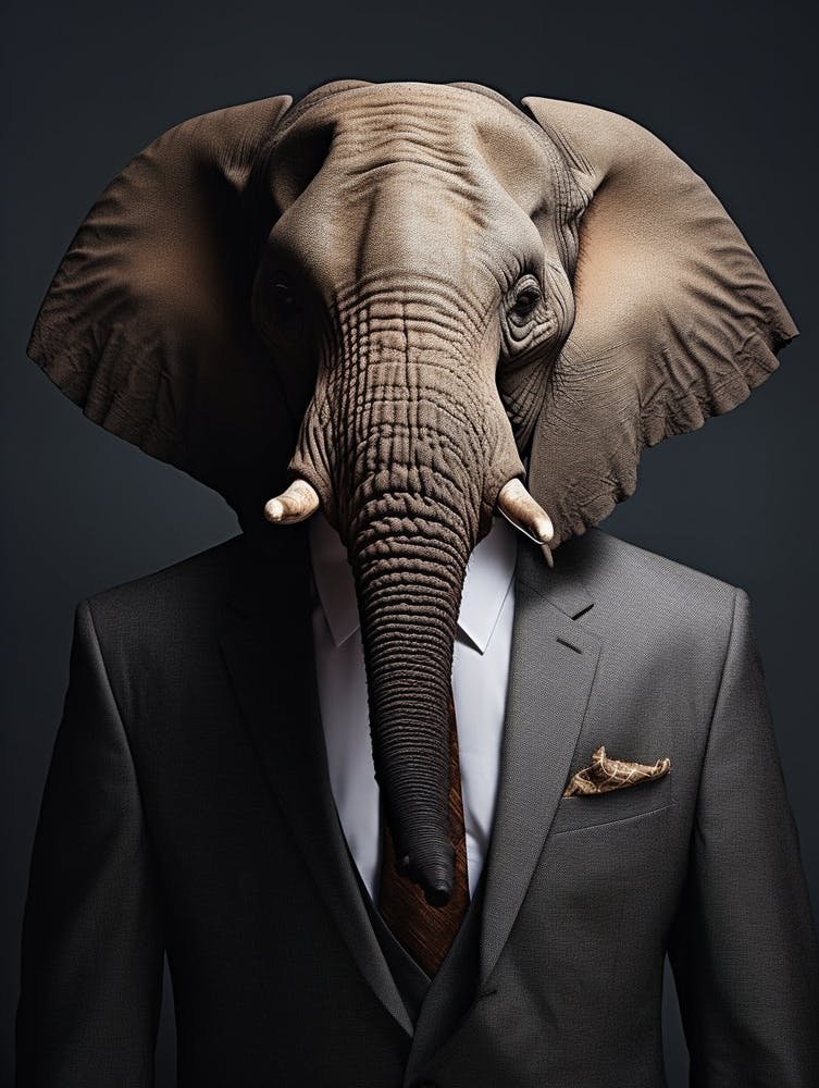 African Elephant Wearing A Suit 2