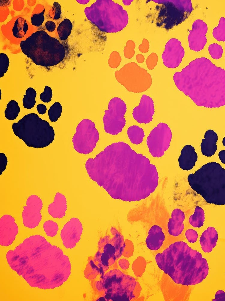 Paw Prints On Yellow Background 1